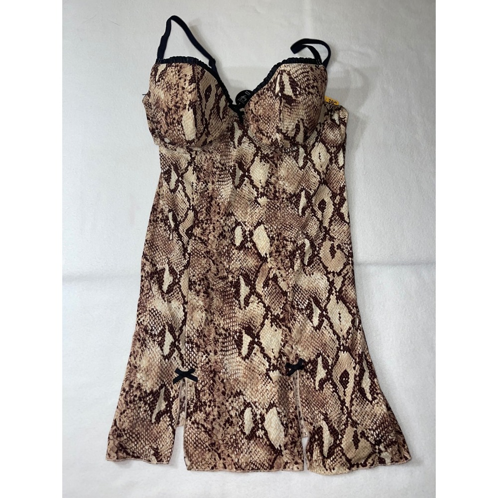 Smart & Sexy Chemise Women 38C Brown NWT Snakeskin Underwire Lingerie Nightgown